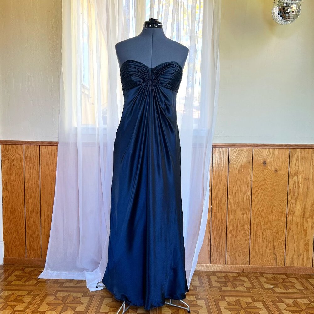 Laundry by Design Navy Strapless Silk Gown